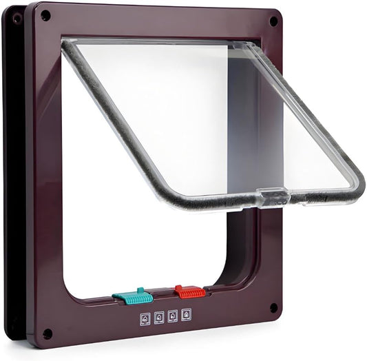 Pet Doors for Cats | Large Cat Flap Door (9.9" x 9.2") w/ 4-Way Lock | Weatherproof Exterior Cat Door | Kitty Door for Interior or Exterior Doors | Pets Circumference < 23"