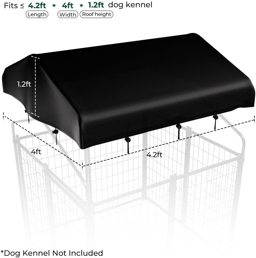 PawGiant Outdoor Dog Kennel Cover Replacement, Waterproof UV-Resistant Cover for 4x4x4.5 ft Large Dog Enclosure