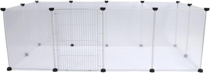 Pet Fence Portable 6 Pieces, Translucent Plastic Enclosure for Small Medium Dogs and Cats - Easy Assembly, Adjustable Size, Lightweight and Durable for Indoor Outdoor Use (12 Pieces L)