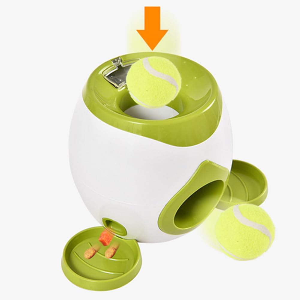 Automatic Dog Ball Launcher Dog Tennis Food Reward Machine Interactive Dogs Ball Thrower Slow Feeder for Small and Medium Dogs (Green)