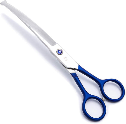 LovinPet Pet Grooming Scissors Curved Right/Left-Handed Pet Round-Tip Grooming 6CR Stainless Steel Safety trimming shears for Dogs and Cats (Easy use Curved Scissor)
