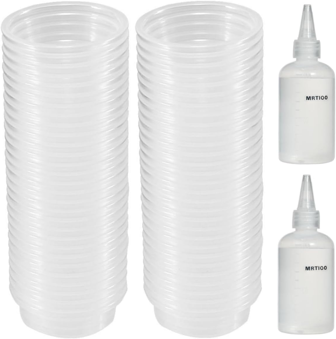 100 pcs 0.5oz Crested Gecko Food and Water Feeding Cups, with 2 Feeding Bottle, Reptile Feeder Bowls, for Lizard and Other Small Pet Ledge Accessories Supplies