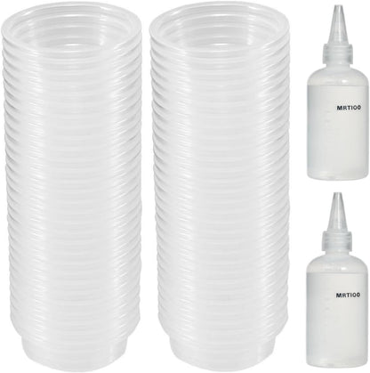 100 pcs 0.5oz Crested Gecko Food and Water Feeding Cups, with 2 Feeding Bottle, Reptile Feeder Bowls, for Lizard and Other Small Pet Ledge Accessories Supplies