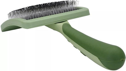 Coastal Dog Slicker Brush, Green - Grooming & Shedding Brush for Dogs of All Hair Types - Curved Design for Easy Detangling - Non-Slip Handle, 6.75'' x 4.25''