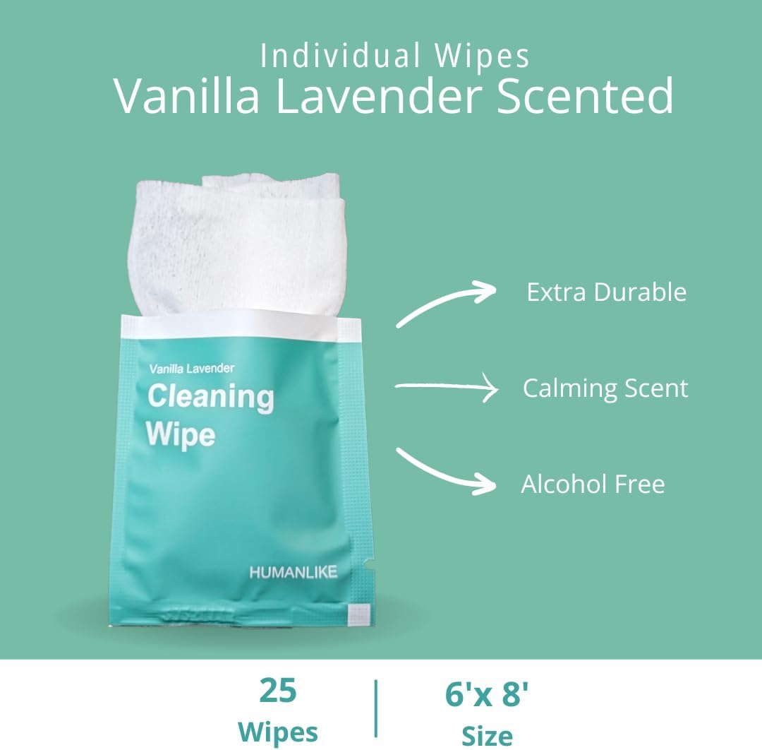 Vanilla Lavender Scent 180 Dog Poop Bags Rolls (12 rolls) & 25 Individual Pet Wipes - 2 in 1 Calming Cleaning Kit for Pet Owners, Cat Litter, Dog Leash, Pet Supplies, Puppy Pads.