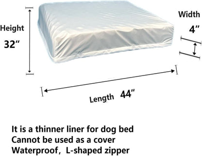 Waterproof Dog Bed Liner with Zipper Replacement Liner Only 44 x 32 Inch
