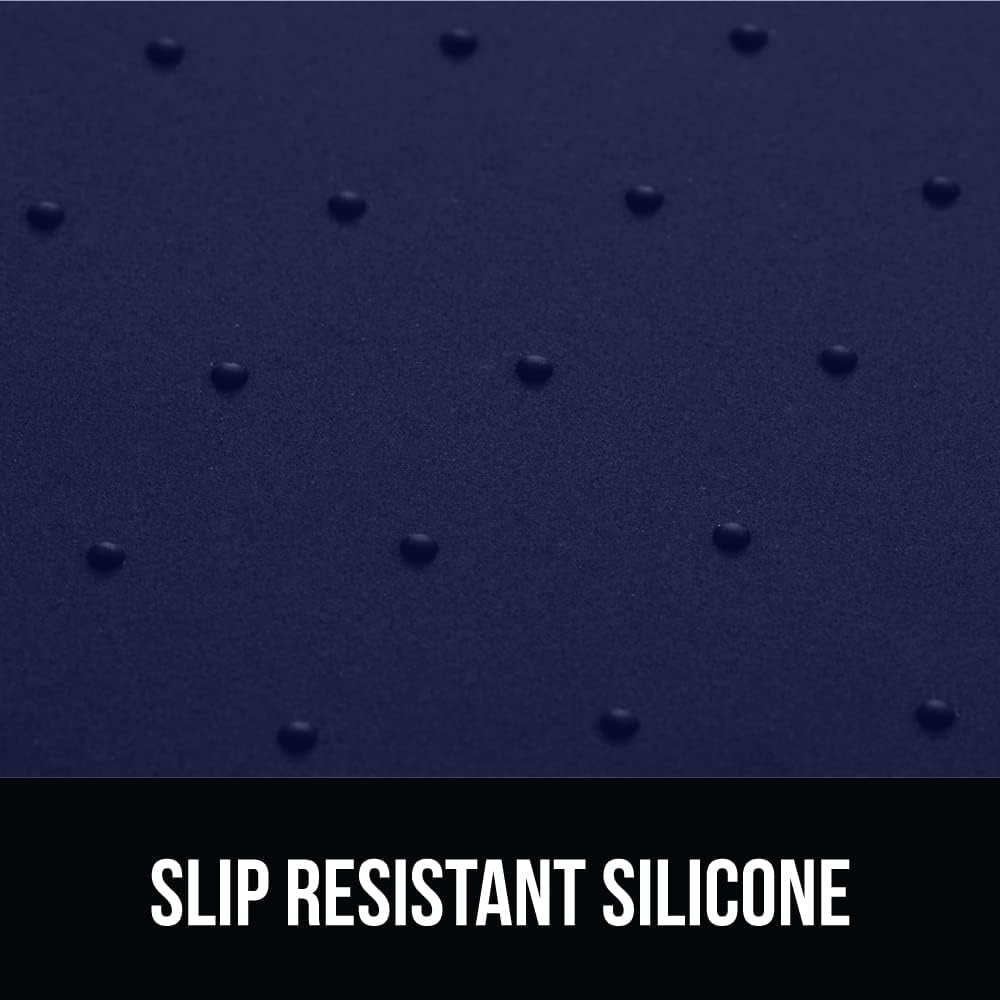 Gorilla Grip Silicone Pet Feeding Mat and Dog and Cat Lick Mat 2 Pack, 18.5x11.5 in Dog Cat Food Mat Contains Spills Navy Color, Interactive Activity Toy Licking Pad 1 Royal 1 Green, 2 Item Bundle