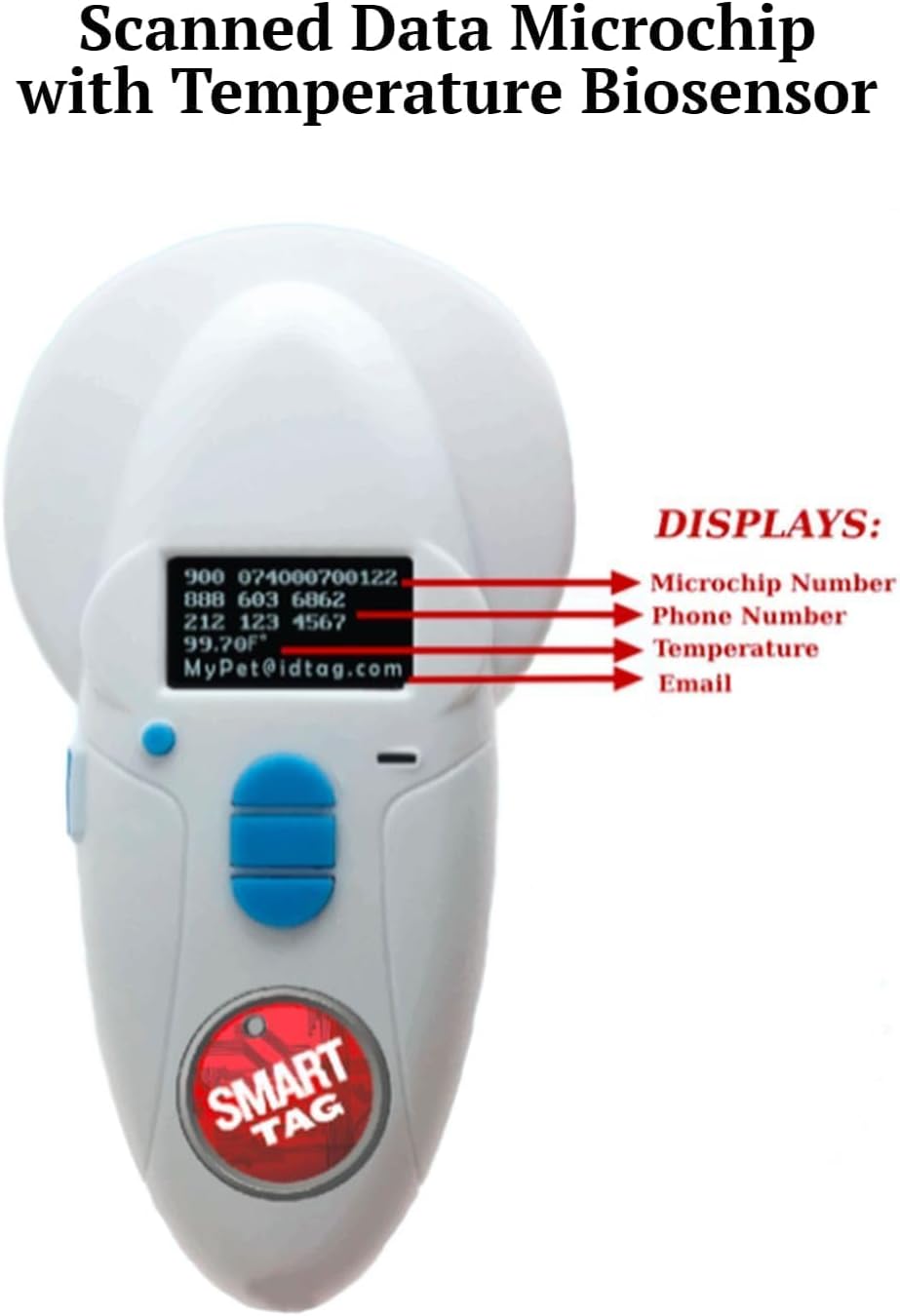 Mini ISO Data Microchip with Temperature Biosensor, Lifetime Pet Recovery Service/Free Registration, Implanter & ID Tag for Dogs, Cats & All Animals, 14 Gauge/Reusable Poly-Bag/10 Pack