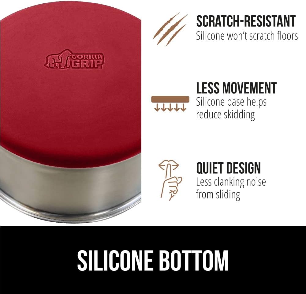 GORILLA GRIP Stainless Steel Dog Bowls, 1Cup, Red and Slow Feeder, 1Cup, Red Bundle