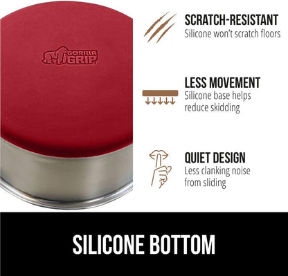 GORILLA GRIP Stainless Steel Dog Bowls, 1Cup, Red and Slow Feeder, 1Cup, Red Bundle