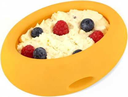 Dog Enrichment Treat Toy, Interactive Freeze Lick Puzzle Feeder, Wobbly Boredom Toy for Dogs, Silicone Treat Dispensing Chew Toy (Orange, M)