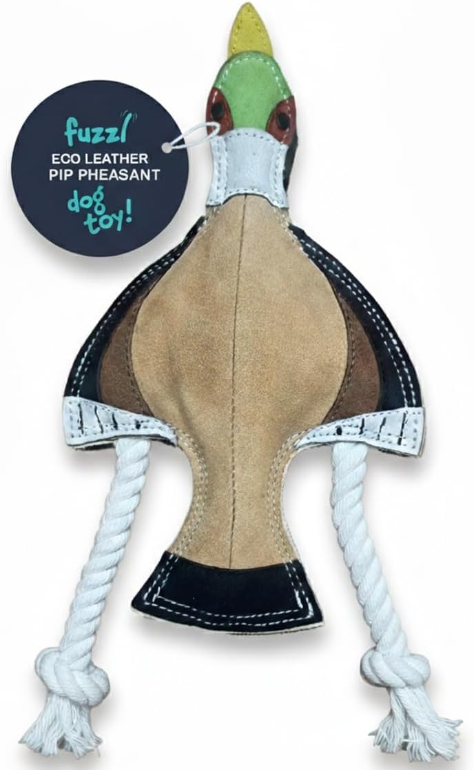 Eco Leather Pip Pheasant Toy Natural and Tough Dog Toys - Long Lasting Chew Toys for Aggressive Chewers - Strong Dog Toy for Dogs and Puppy