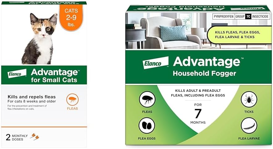 Bundle of Advantage Topical Cat Flea Treatment and Prevention for Small Cats 2-9 lbs. + Advantage Household Fogger for Home | 2 oz. Canisters (Pack of 3)