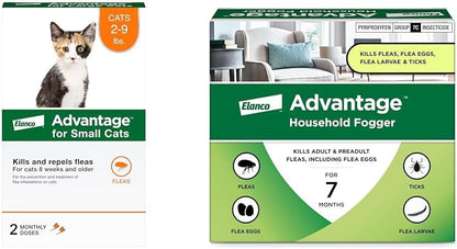 Bundle of Advantage Topical Cat Flea Treatment and Prevention for Small Cats 2-9 lbs. + Advantage Household Fogger for Home | 2 oz. Canisters (Pack of 3)