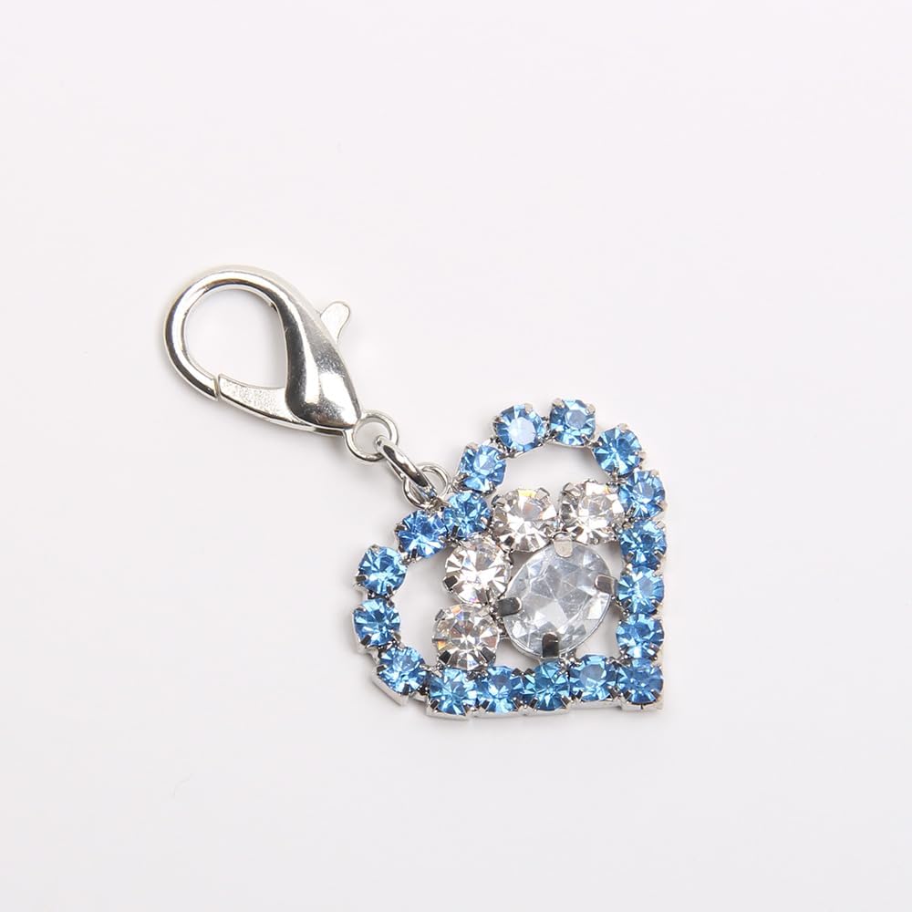 Bling Rhinestones Heart&Paw Charm Pendant Jewelry for Pet Dog Cat Puppy Necklace Collar Accessory