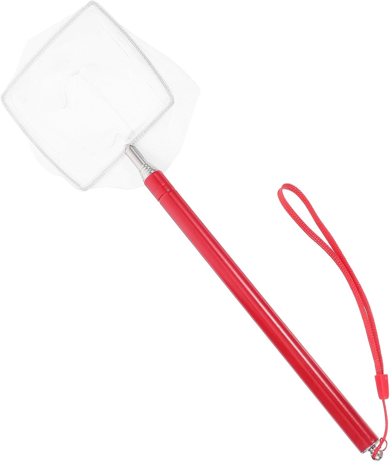 Gadpiparty Small Shrimp Net with Telescopic Handle, Portable Fine Mesh Fish Tank Net for Aquarium Maintenance, Red Mini Extendable Shrimp Catcher for Fish Tank and Pond Accessories