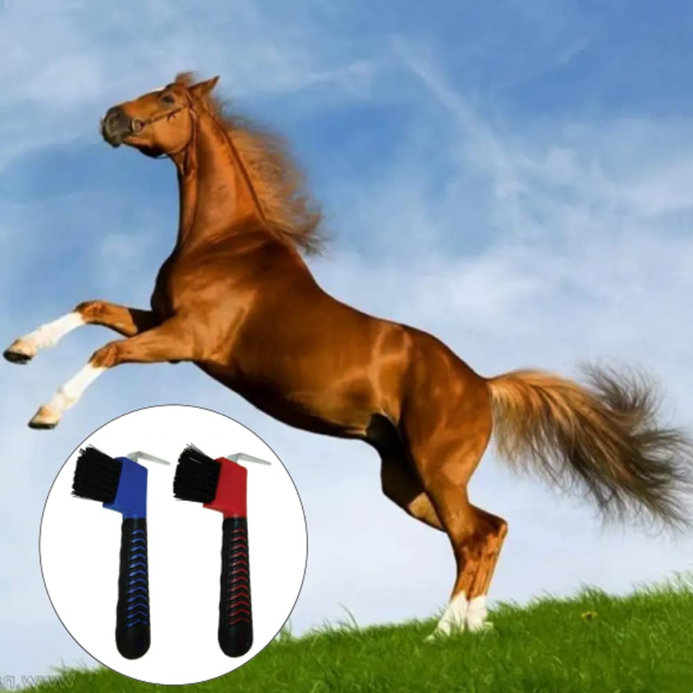 WHZAZGW 2 Pieces Horse Hoof Pick Brush with Soft Touch Rubber Handle,Portable Hoofpick,Random Colors