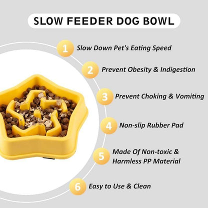 Hound Medium Slow Feeder Bowl, Puzzle Maze for Fast Eaters, Small to Medium Dogs, Helps Prevent Bloat & Aid Digestion, Holds 2 Cups Wet or Dry Food, Non-Slip, Made Without BPA