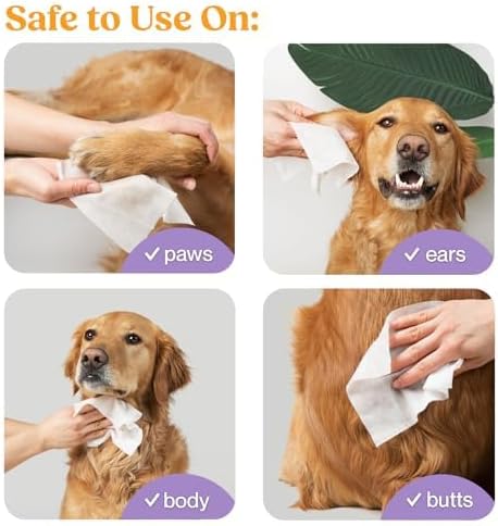 WIPEMATE Lavender XL Pet Wipes for Medium to Large Dogs & Cats, No-Rinse Solution, Hypoallergenic, Gentle, Deodorizing - Pet Wipes for Cleans Paws, Ears, Fur, Butt, & Anal Glands (100 ct)