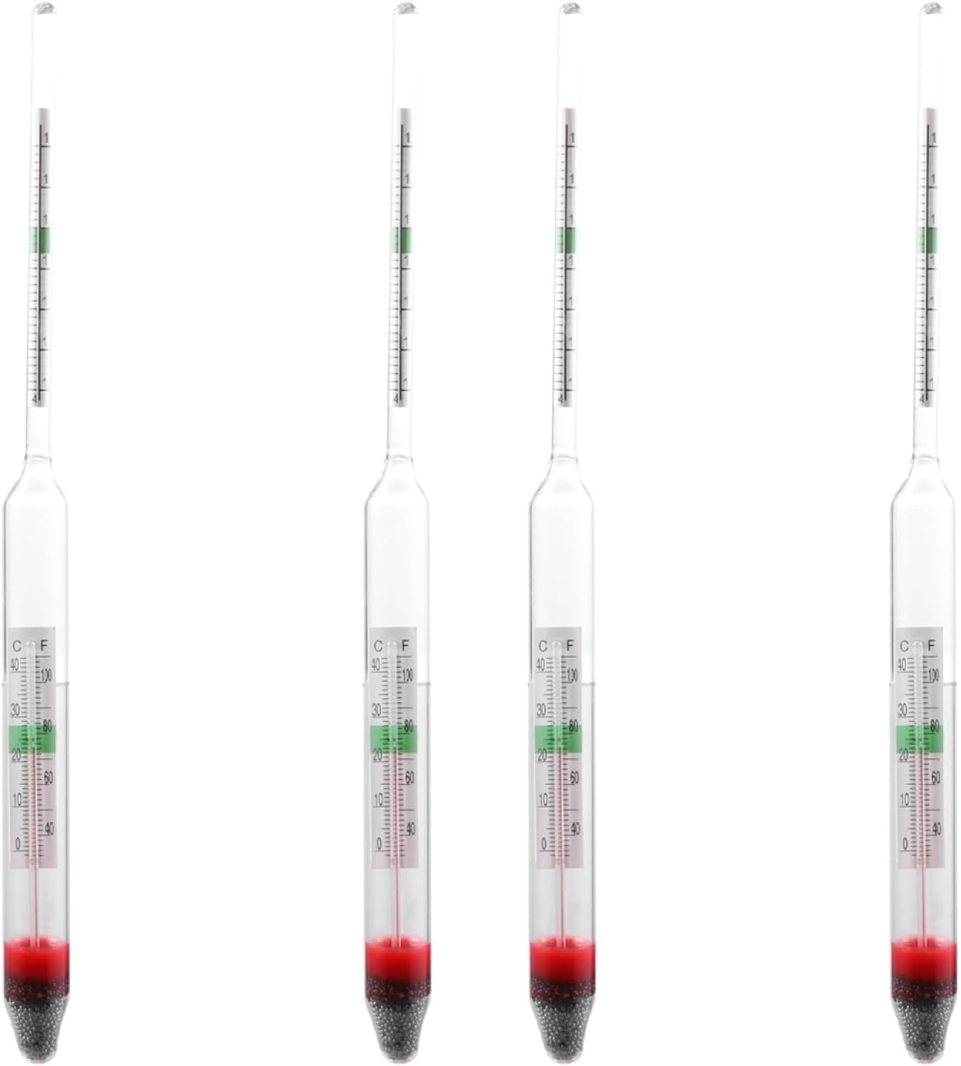 balacoo Glass Aquarium Hydrometer - 4 Pcs Fish Tank Hydrometer with Thermometer, Aquarium Glass Fish Tank Float Hydrometer(20 cm)
