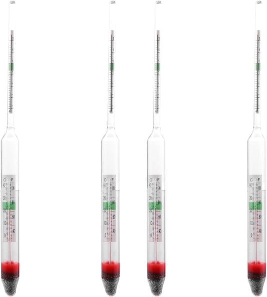 balacoo Glass Aquarium Hydrometer - 4 Pcs Fish Tank Hydrometer with Thermometer, Aquarium Glass Fish Tank Float Hydrometer(20 cm)
