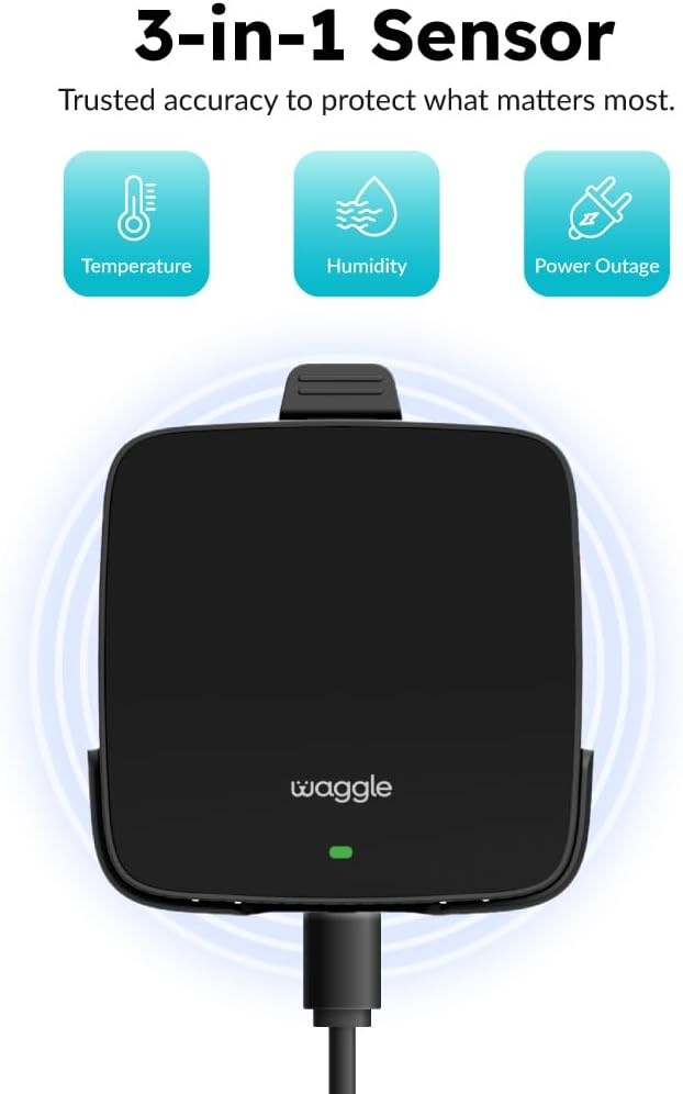 Waggle 4G Pet Temperature Monitor – 1-Year Subscription Included – No Wi-Fi Needed – Real-Time App/SMS/Email Alerts – RV, Car & Home Safety Device with Power-Outage Notifications