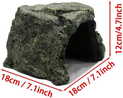 Resin Reptile Hide Cave with Rock Texture Design – Durable Habitat Shelter Decor for Terrarium Use, Natural Hideout Structure for Lizards Spiders Turtles Crabs and Reptile Enclosure Management