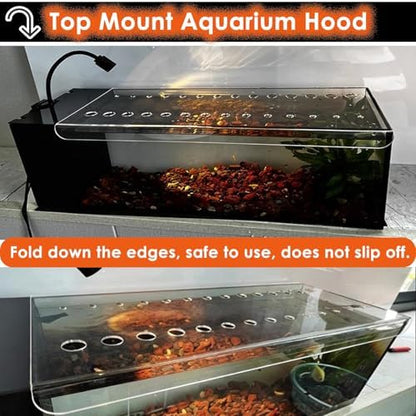 Acrylic Aquarium Anti-Jump Cover & Cat-Proof Terrarium Lid, Fish Tank Top Mount Hood with Hole, Fits 8-20 Inch Tanks (L40xW20cm/15.7x7.9in)
