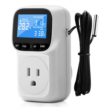 Diymore 1800W Plug in Digital Thermostat Temperature Controller Electric Thermostats Outlet Heating Cooling Control Mode Timer 120V 15A -104 ℉~210 ℉ Greenhouse with Thermostat Pool Thermometer