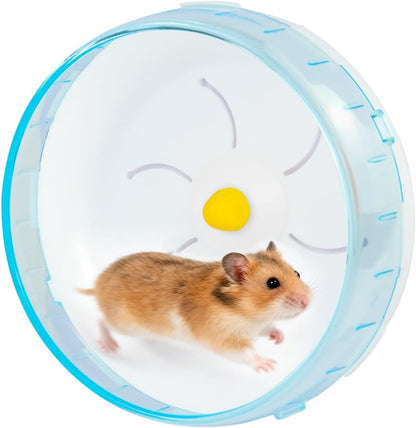 WishLotus Silent Running Wheel - Small Pet Exercise Toy and Cage Accessory for Hamster, Golden Silk Shih Tzu, Bear (Blue,18cm)