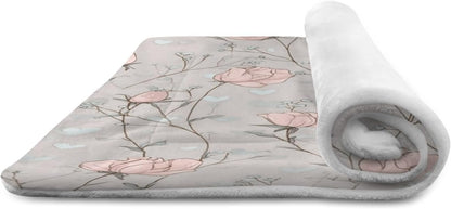 susiyo Playful Meadow Flower Pink Dog Bed Mat - Super Soft & Warm Pet Pad, 25x18 Inch Machine Washable Mat for Small Medium Dogs, Couch Protector, Crate & Travel Bed Topper