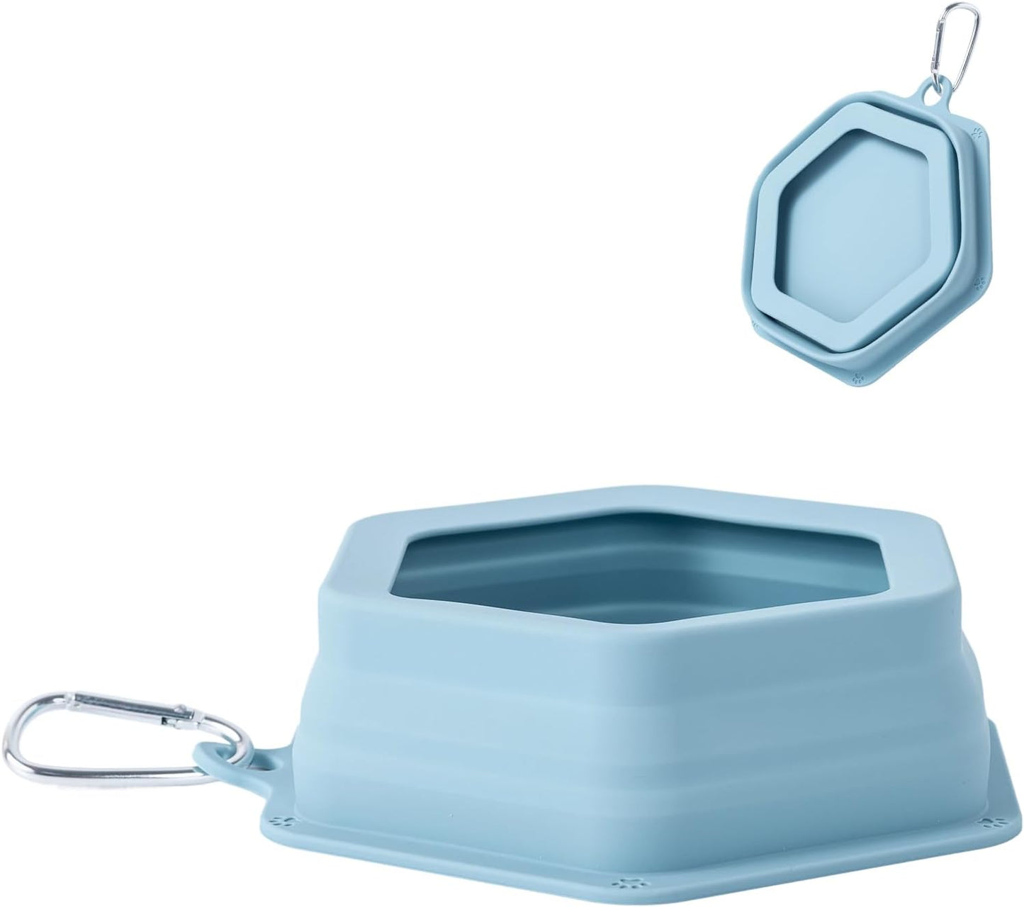 No Splash Dog Travel Bowls for Cars, Spill Proof Collapsible Dogs Water and Food Feeder Dispenser Integrated Molding Portable Cat Dish for Pet Vehicle Road Trips (Morandi Blue)