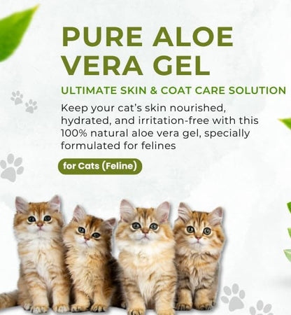Aloe Vera Gel for Cats (Feline) 99% Natural, Hydrating Skin & Coat Care – Free from Paraben, Alcohol, Fragrance & Color – 220gm (7.7oz)