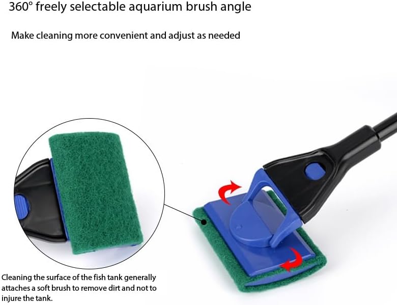Fish Tank Glass Cleaning Brush, Aquarium Tool, Fishing net for Collecting Aquatic Plants, Algae Scraper, Long-Handled Multi-Functional Cleaning Set