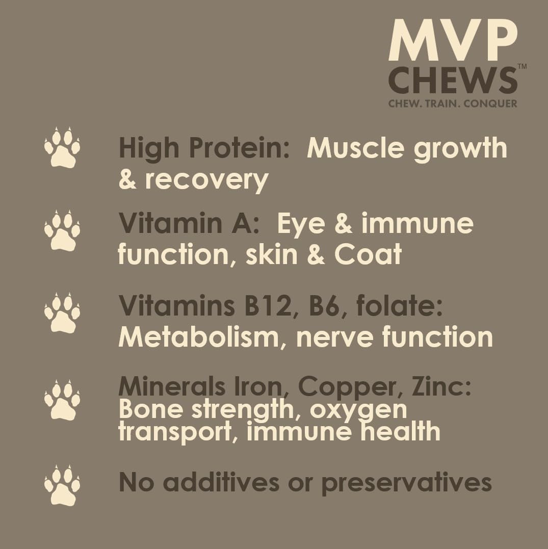 MVPChews | Single Ingredient Beef Liver Dog Treats 3.5oz | Freeze Dried Raw | Premium Quality High Protein Training Treats | No Additives | No Fillers | No Grain | Gluten Free