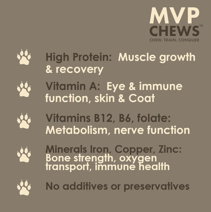 MVPChews | Single Ingredient Beef Liver Dog Treats 3.5oz | Freeze Dried Raw | Premium Quality High Protein Training Treats | No Additives | No Fillers | No Grain | Gluten Free