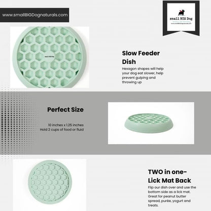 Small Big Dog's Enrichment Bowl and Lick Mat- Top Slow Feeder, Bottom Lick Mat, Soft on Nose Design Breeds, Focus on Dogs w/Short Snouts Like Frenchies, Silicone, Dishwasher Safe