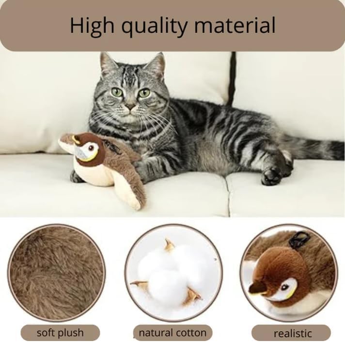 Meow Chase Toy, Rechargeable Interactive Flying Bird Cat Toys for Indoor Cats, Chirping Flying Bird Cat Toy (2pcs)