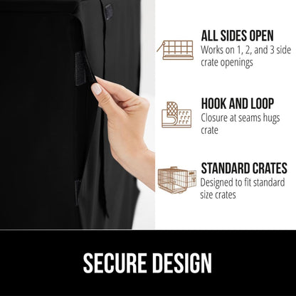 GORILLA GRIP Dog Crate Covers Compatible with Amazon Basics Dog Crates, All Sides Open, Privacy Cover Fits 24" Wire Kennel, Breathable Mesh Windows, Light Reducing Puppy Training Cage Topper, Black