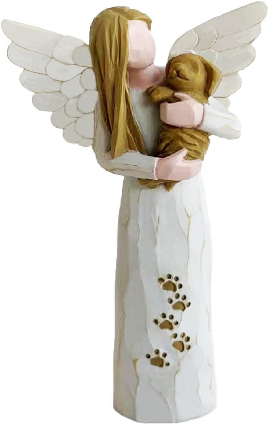 Dog Memorial Gifts for Loss of Dog, Pet Memorial Gifts, Resin Angel Statues,Sculpting Angels，Pet Sympathy Gifts(White)
