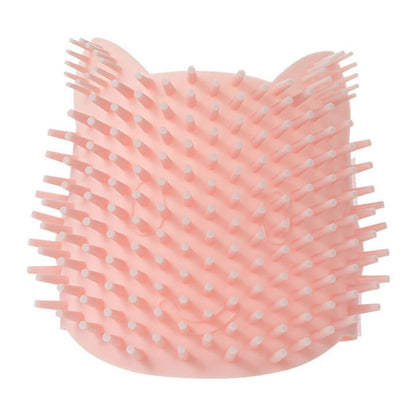 Cat Self Grooming Brush Silicone Corner Massage Comb Large Pink Wet and Dry Use Pet Shedding Removal Tool for Indoor Cats