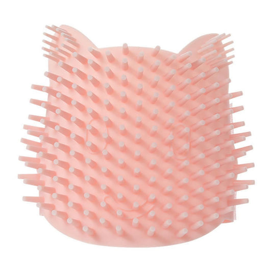 Cat Self Grooming Brush Silicone Corner Massage Comb Large Pink Wet and Dry Use Pet Shedding Removal Tool for Indoor Cats