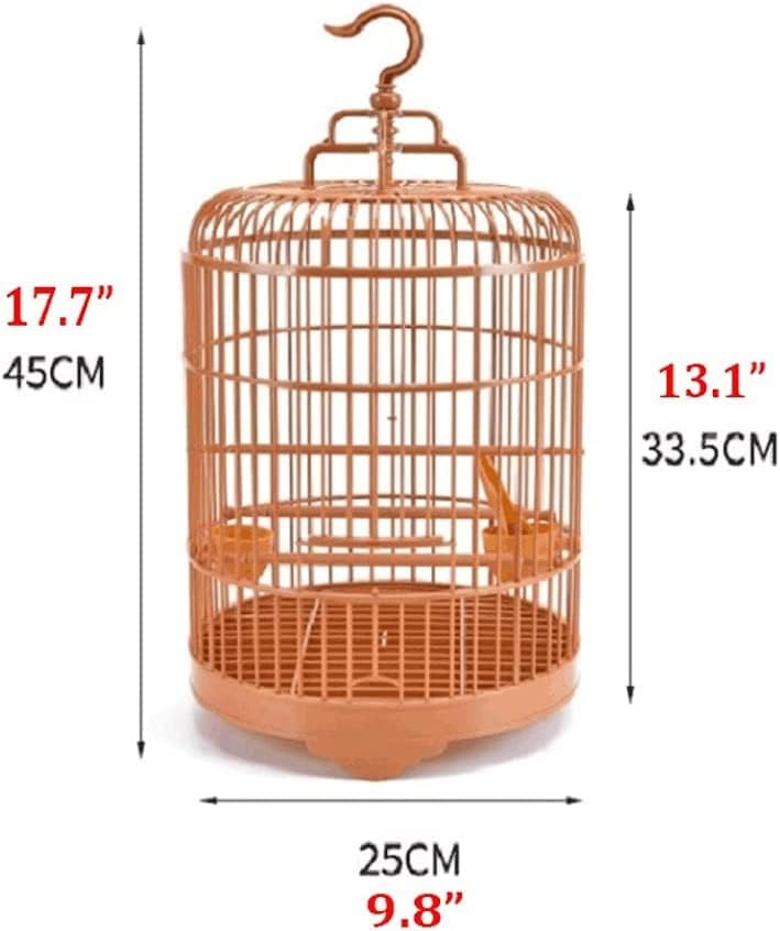 High-Strength Plastic Bird Cage, Vintage Round Birdcage with Rolling Stand, Waterproof Flight Bird Cage with Portable Hooks