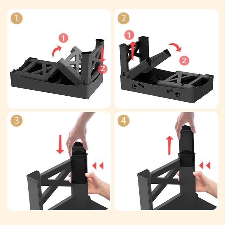 Kaiyue Elevated Dog Bowls with No Spill pet Water Bowl 4 Height Adjustable Raised Dog Bowl ，2-in-1 Elevated Slow Feeder