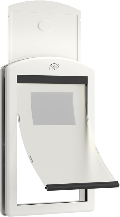 [Classicmacher] Dog Door for Large Dogs, White Frame Door for L arge Dogs, Strong Plastic Doggy Door and L arge Pets with Sliding Lock Panel and Magnetic Soft Flap (Large, Milk White)