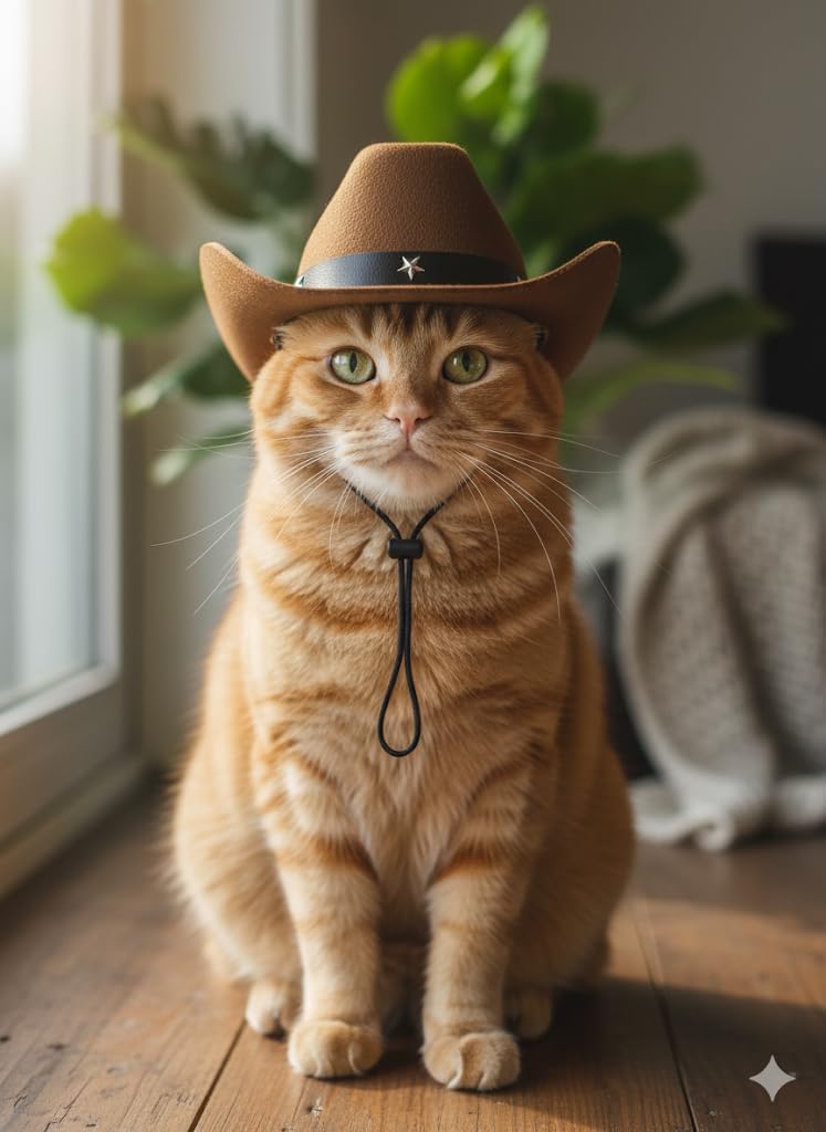 Pet Cowboy Hat – Brown Felt Western Hat for Dogs and Cats