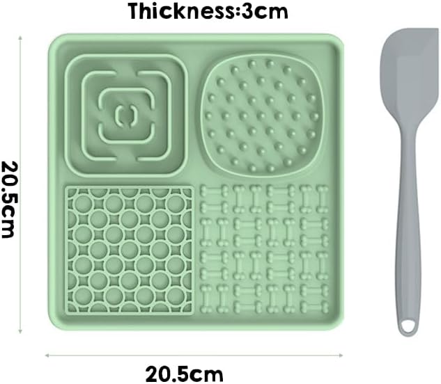 Dog Lick Mat with Suction Cups & Bonus Spatula – Slow Feeder Licking Pad for Dogs & Cats, Calming Treat Mat for Bath, Grooming & Anxiety Relief, Dishwasher Safe Silicone Pet Mat
