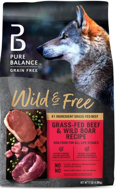 Pure Balance Grain-Free Wild & Free Grass-Feed Beef & Wild Boar Recipe Dry Dog Food, 11 lbs