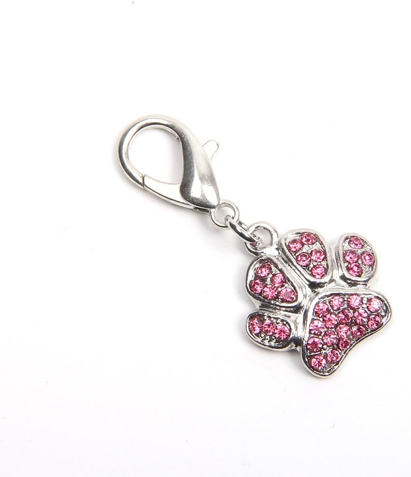 Dog Cat Collar Charm Rhinestones Paw Pendant Pet Accessory Jewelry