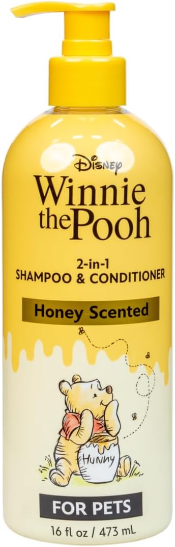 Disney Winnie The Pooh 2-in-1 Dog Shampoo and Conditioner, Honey Scented Shampoo Plus Conditioner for Dogs, Gentle Care with Oatmeal, Baking Soda, Coconut Oil, 16oz